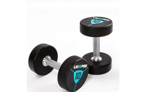 Гантели в уретане 8 кг Live Pro Premium Urethane Dumbbells LP8000-08 600_380